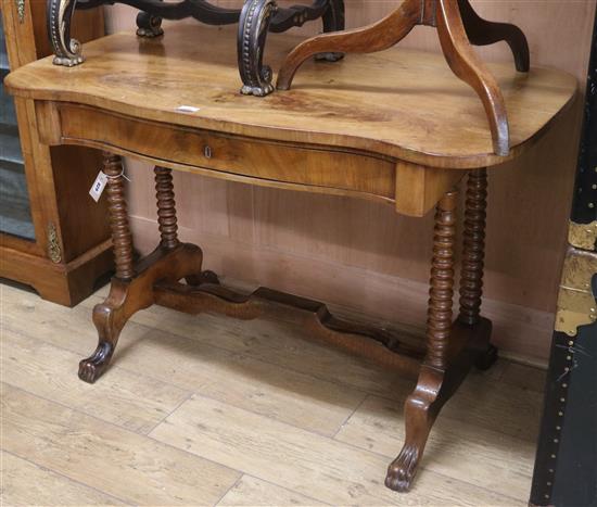 A 19th century mahogany serpentine sided mahogany centre table W.117cm